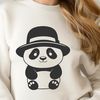 Playful Panda in Hat SVG Clip Art A large, fluffy panda bear wearing a hat in a playful stance.
