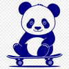 An illustration of a wild panda on a skateboard in a vector design.
