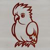 A simple line drawing illustration of a cute parrot perched on a branch.