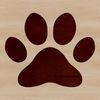 Vector illustration of a single animal paw print in various sizes and colors.