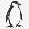 A black and white illustration of a penguin in various poses, suitable for digital designs.
