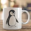 Line Art Penguin Character A single penguin standing on land, depicted in simple line art style.