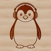 Cute Penguin with Headphones SVG Icon A cartoon penguin wearing headphones, depicted in vector format.