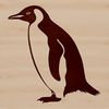 Grouped Penguins Silhouette A group of penguins standing together on a rocky shoreline.