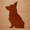 Free Dog Silhouette for Digital Design A silhouette of a Welsh Corgi sitting on its haunches, ideal for use in digital designs.