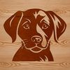 Vector Dog Head Graphic Art A illustration of a Labrador Retriever dog's head, created as a vector graphic for various uses.