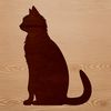 Black Cat Sitting Illustration A simple black silhouette of a sitting cat, suitable for vector design and cutting machine projects.