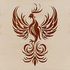 Stylized Phoenix Vector Design A mythical creature with ornate plumage rising from ashes in a stylized vector design.