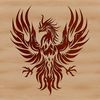 Rebirth and Renewal Symbol A mythical bird with radiant plumage and outstretched wings, symbolizing rebirth and renewal.
