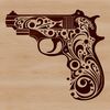 Vector illustration of a pistol, suitable for graphic design projects.