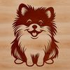 A small breed dog sitting on its haunches, depicted in vector format.