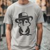 Possum in a Hat A wild animal possum standing upright on its hind legs wearing a hat.