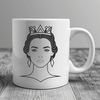 A female character wearing a crown and royal gown, suitable for vector art design.