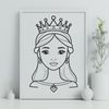 Princess Portrait Vector Design A young girl is depicted as a princess in an official or regal setting.