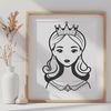 A young female character wearing a royal gown and crown, suitable for digital art projects.