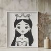 An SVG vector graphic design of a girl dressed as royalty.