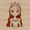 A stylized illustration of a young female princess in a regal pose, suitable for vector design.