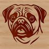 Pug Face Clip Art A vector graphic representation of a Pug's facial features, ideal for crafting or printing with a cutting machine.