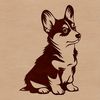 Free Clip Art Corgi Vector A small, adorable dog breed sitting on its haunches, depicted in a detailed vector illustration.
