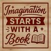 A minimalist illustration of a person sitting with an open book, featuring inspirational quotes on the page.