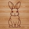 A simple cartoon rabbit figure designed as a digital clip art.