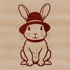 Friendly Cartoon Rabbit in a Hat A cartoon rabbit sitting on its haunches wearing a hat.