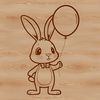 Cute Cartoon Rabbit with Balloon A standing rabbit with a balloon, suitable for Easter decorations or illustrations.