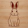 Whimsical Cartoon Bunny Silhouette A cartoon rabbit sitting on its haunches, depicted in vector format with simple lines and shapes.