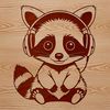Cartoon Raccoon Headphones SVG Icon A cartoon raccoon wearing headphones, created as a vector graphic.