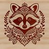 A digital illustration of a racoon in a floral setting, ideal for vector art designs.