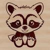 A digital illustration of a raccoon with intricate details.