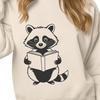 Cartoon Raccoon Reading a Book SVG Clip Art A cartoon raccoon character reading a book, designed as vector art for digital use.