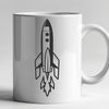 Vector Space Travel Icon A stylized vector illustration of a spaceship with sleek lines and metallic details.