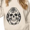 Gothic Skull Clip Art with Rose Decoration A detailed illustration of a skull adorned with a rose, suitable for digital crafting and design projects.