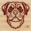 Rottweiler Head Silhouette Vector Art A simple line drawing of a Rottweiler's head, suitable as a vector art template for various designs.