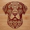 Rottweiler Dog Portrait in Vector Format A high-quality SVG vector image of a Rottweiler dog's head with intricate details.