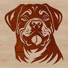 Free Vector Rottweiler Clip Art A close-up of a Rottweiler's head with distinctive markings and features.