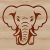 Free Standing Elephant SVG Vector Art A large standing elephant with a gray and wrinkled skin, suitable for vector design and cutting machine projects.