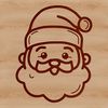 Festive Santa Head Clip Art A simple line drawing of Santa Claus's head with festive details.