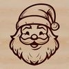 Christmas Jolly Santa Icon A illustration of a jovial bearded man in red attire with a hat, symbolizing Christmas.