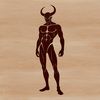Elegant Horned Character A satanic character with horns and a pitchfork, designed as vector art.