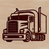 Customizable Semi Truck Clip Art A large semi truck with a distinctive cab and trailer, suitable for vector design and cutting machine applications.