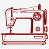 Close-up illustration of a sewing machine with moving parts, ideal for DIY crafts and designs.