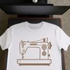 Industrial Sewing Machine Illustration Illustration of a sewing machine with detailed mechanical components.