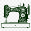 SVG icon of a sewing machine with various stitching tools.