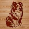 Beautiful Sheltie Sitting Image Vector graphic of a Shetland sheepdog in a relaxed position.