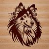 Shetland Sheepdog Head Silhouette Vector An illustration of a Shetland sheepdog's head, suitable for digital crafting and design projects.