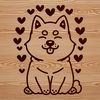 Shiba Inu Dog with Love Hearts Icon A simple line drawing of a sitting Shiba Inu dog with love hearts surrounding its head.