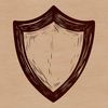 A stylized shield graphic for designing and printing.