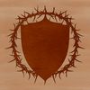 A shield with thorns featured in vector art, ideal for use as clipart or stencil design.